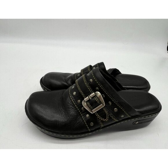 Born Clogs Comfort Shoes Womens 9M Leather Studded Slip-On Clogs Buckle Y2K - Picture 2 of 8